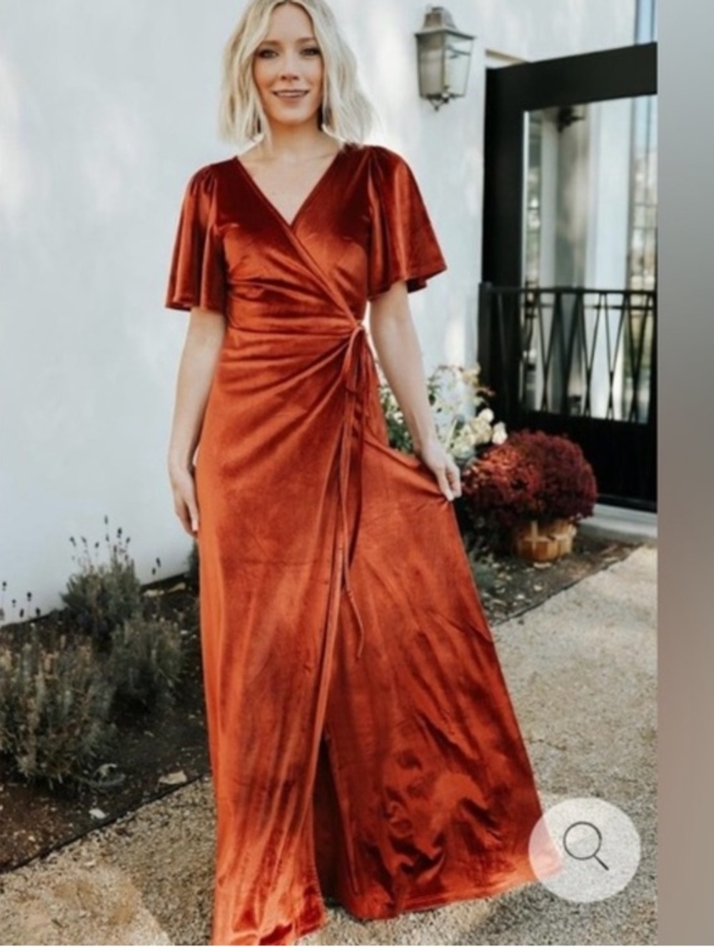 Baltic Born Meghan Velvet Wrap Maxi Dress Rust Medium